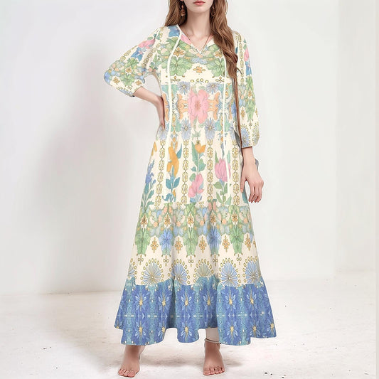 Womens Floral Half Sleeve V Neck Maxi Dress | Spring Summer Dress | Elegant Floral Dress | Casual Maxi Dress for Women | Wedding Guest