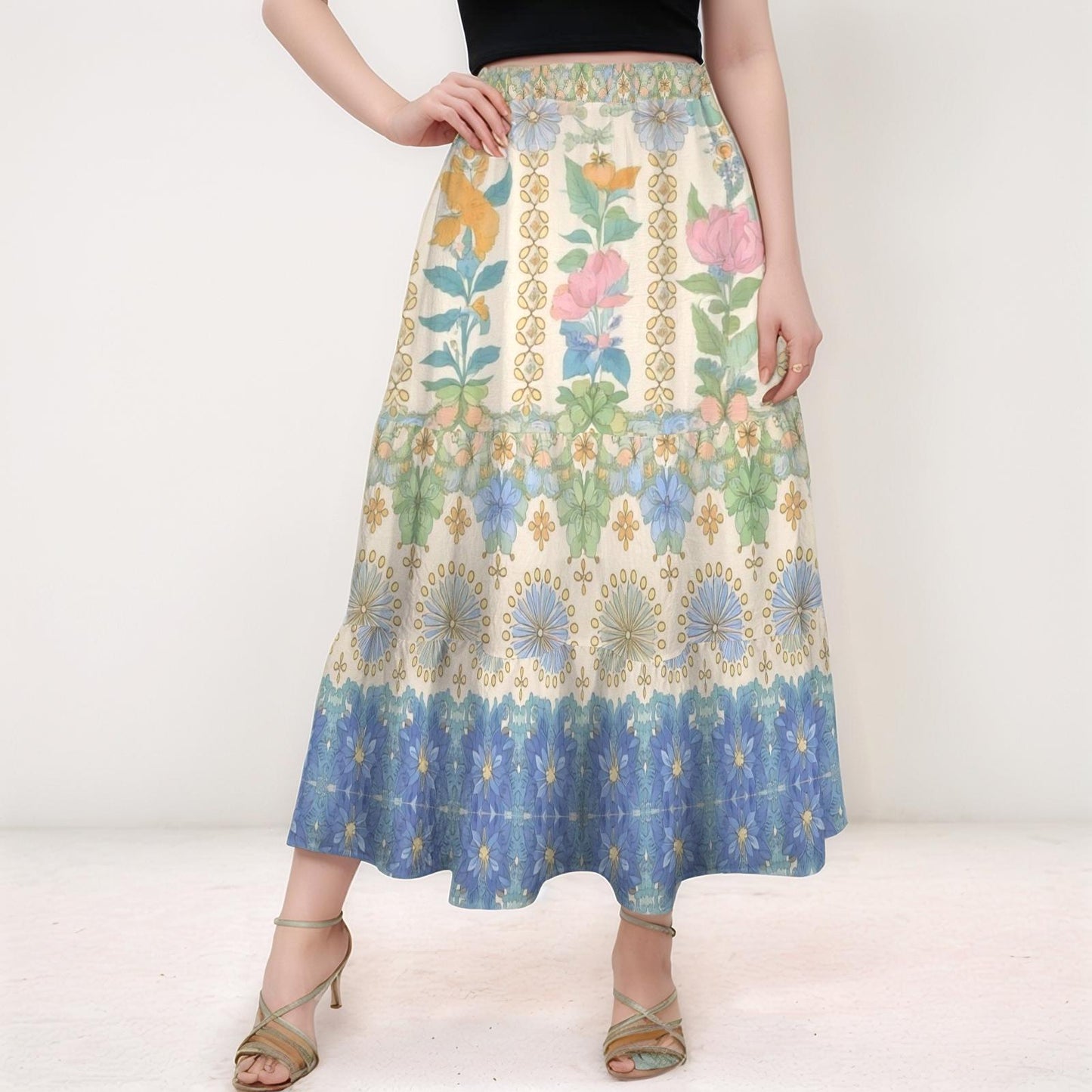 Women's Floral Print Maxi Skirt | Summer Spring Skirt | Casual Boho Skirt | Comfortable Floral Skirt for Women | Perfect for Warm Weather